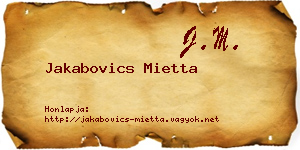 Jakabovics Mietta névjegykártya